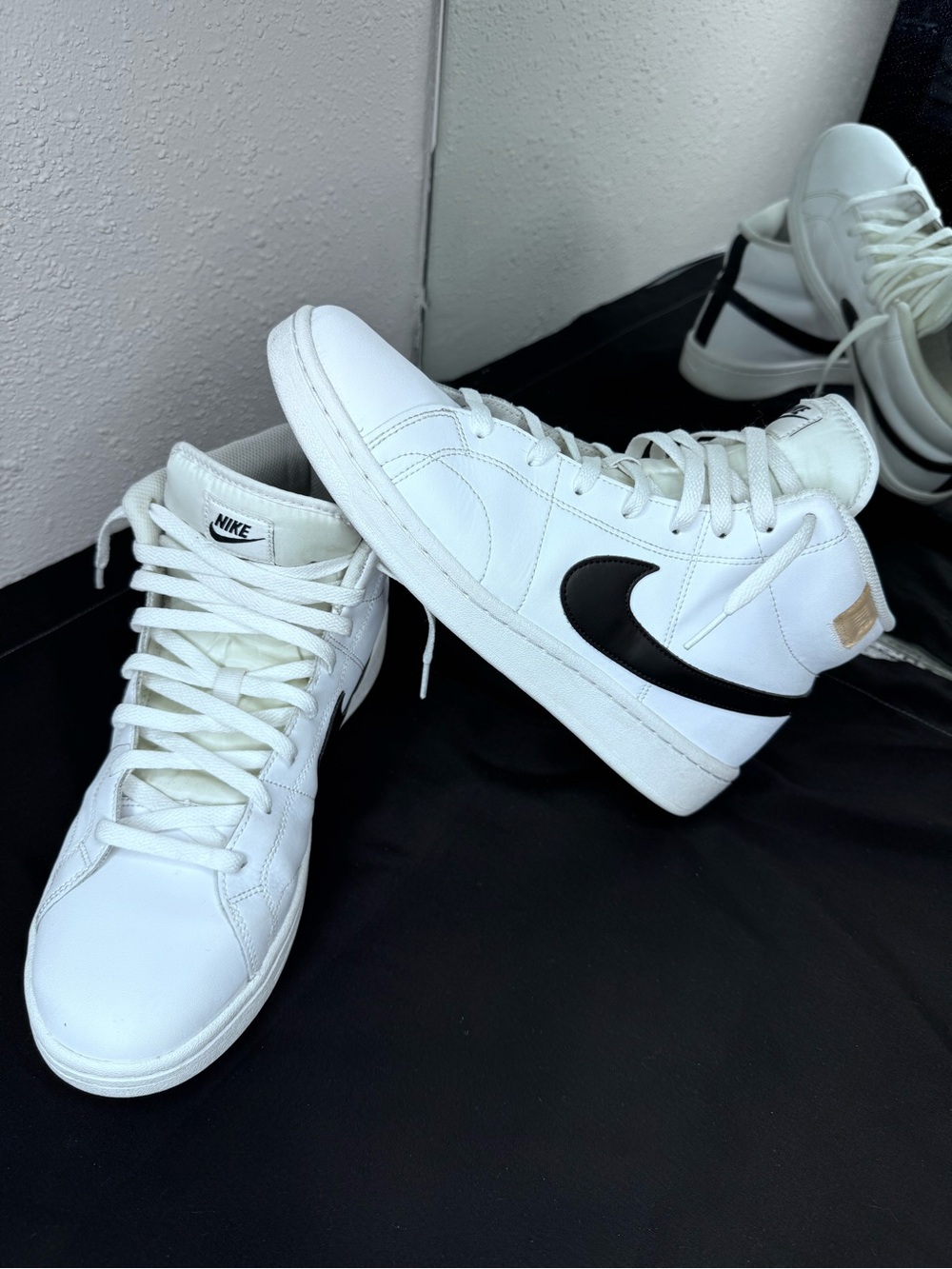 Nike White High-Top Sneakers with Black Swoosh Accent - Picture 3 of 10